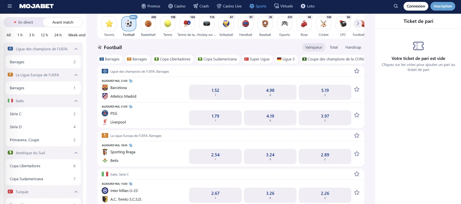 Paris sportifs football Mojabet RDC Linafoot